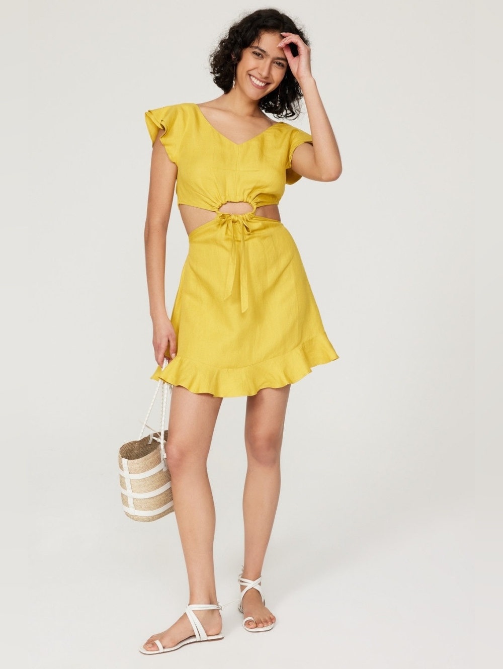 Marissa Webb Cut Out Mini Dress Yellow Size 2